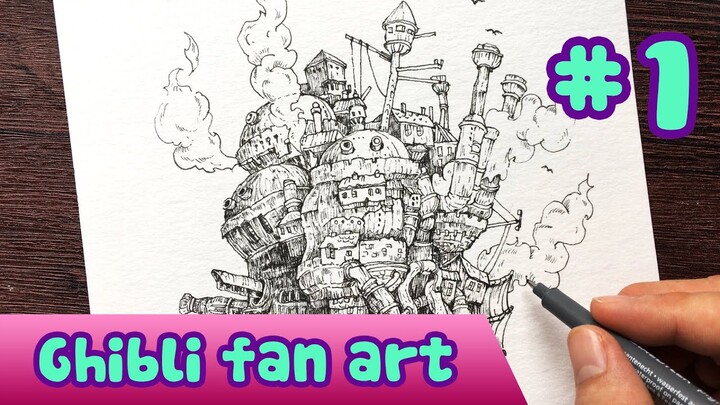 Howl's Moving Castle - Fanart (Studio Ghibli )#1/ How To Draw Doodle Art /Doodles by Q