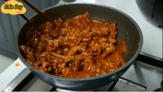 Thịt xào, canh kim chi đậu hủ, trứng cuộn phần 1 #mukbang