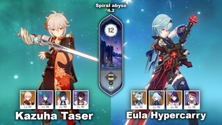 Spiral abyss 4.2 Floor 12 - C0 kazuha taser team & C0 Eula Furina Hypercarry team - Genshin impact