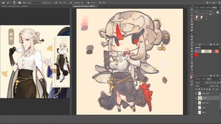 1516 - Ningguang Pizza Hut Collab Outfit / GENSHIN IMPACT / #GenshinImpact / Vertical Timelapse