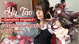 [UNBOXING] Hu Tao Cosplay + Wig [Genshin Impact] UWOWO + Try on