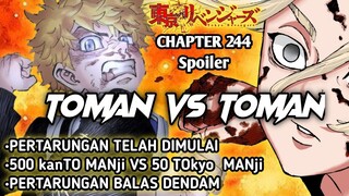 Tokyo Revengers Chapter 244 teks spoiler - 500 kanTO MANji vs 50 TOkyo MANji ( TOMAN VS TOMAN )