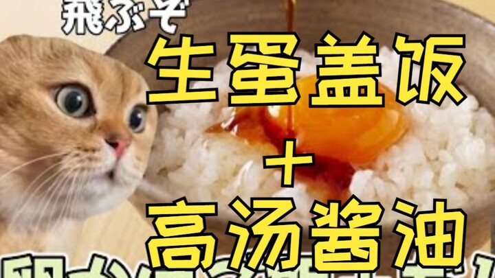 [Cooked Meat] Raw Egg Rice Bowl + Soy Sauce Broth = Nb | Cat Meme