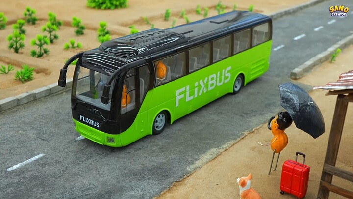 Building Mini Bus Stand for FlixBus   Miniature Village Build @Sano Creator