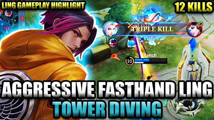 TRIPLE KILL!!! AGGRESSIVE TOWER DIVING FAST HAND LING GAMEPLAY 2022 | MLBB