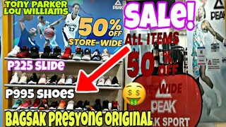 MALAKASANG SALE ng PEAK SHOES BAGS SLIDE at iba pa!50% P225 P995 BAGSAK PRESYO!