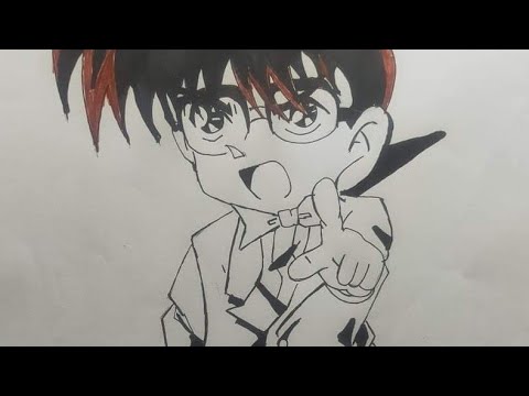 Cách vẽ Conan bằng bút chì màu đơn giản Thám tử lừng danh Conan  YouTube