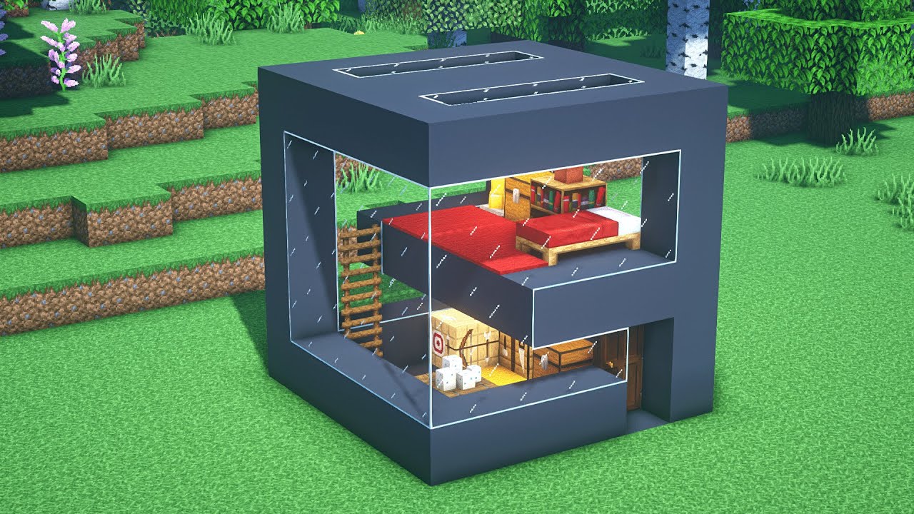 Minecraft | How to Build a Small Modern House #18 - Minecraft House  Tutorial - Bilibili
