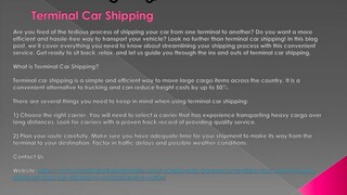 Terminal Car Shipping