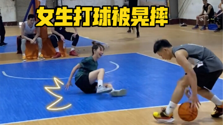 Why do guys get so happy when a girl gets dribbled past and falls while playing basketball??