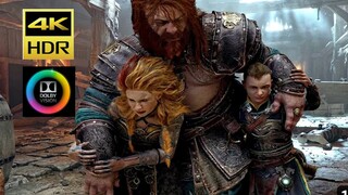 God of War: Ragnarok【The clearest picture】Thor and Atreus started to fight in the Asgard bar (PS5) 𝟒