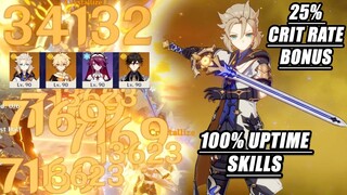 Albedo & Cinnabar Spindle Floor 12 Gameplay - 3 Geo & Rosaria 25% Crit Rate Bonus Show