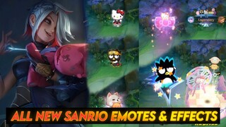 MLBB BIG UPDATE! SANRIO CHARACTERS SKIN | SANRIO EMOTE | SANRIO ACTION | SANRIO ELIMINATION EFFECT