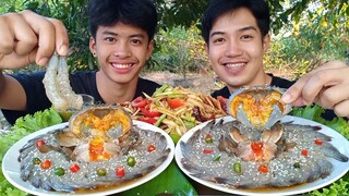 กุ้งดองตัวใหญ่ๆ ปูไข่มันล้นๆ แซ่บเผ็ดพร้อมส้มตำ อร่อยสุดๆ