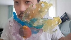 ASMR EATING SOUNDS - BUTTERFLY SHAPED CANDY ART LOLLIPOP