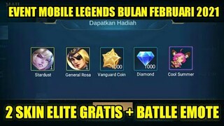 INFO EVENT MOBILE LEGENDS FEBRUARI 2021!!! 2 SKIN ELITE GRATIS + BATTLE EMOTE PERMANEN