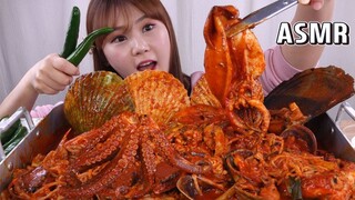 ASMR Mukbang｜오징어, 문어, 가리비, 전복 등 다양한 해물을 넣은 해물찜~ 오랜만에 먹어봤어용!