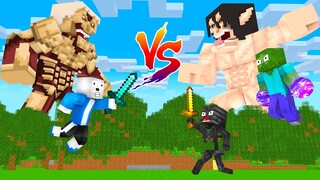 Monster School Titan Vs Bad Titan and Sans - Minecraft Animation