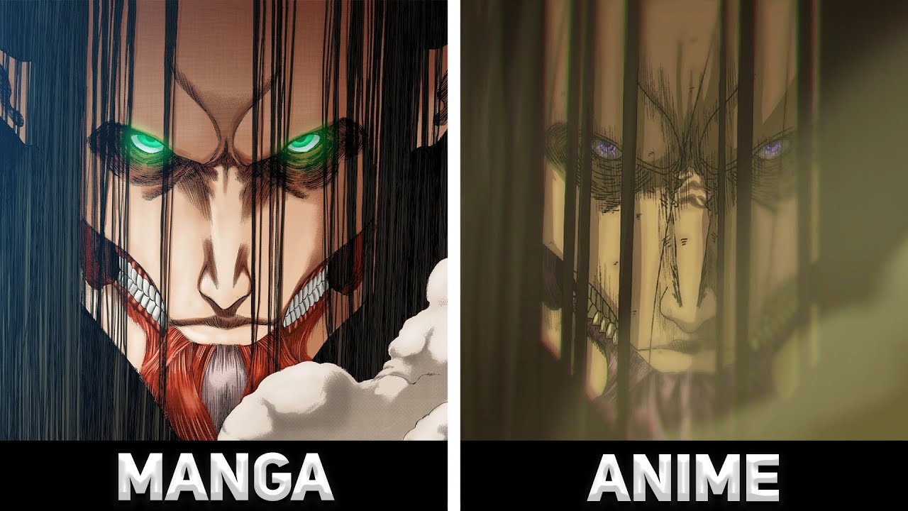 Eren Founding Titan Manga Vs Anime Attack On Titan Season 4 Part 2 Episode 12 Bilibili