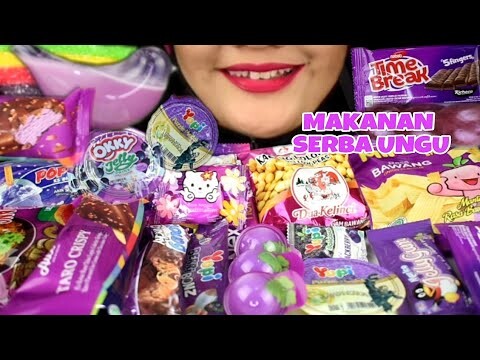 ASMR PURPLE CONVENIENCE STORE|MAKANAN SERBA UNGGU|JELLY,ICE CREAM,SNACK,OKKY JELLY DRINK,YUPI GUMMY