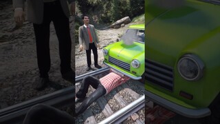 GTA V: FRANKLIN SAVING MR BEAN FROM THOMAS THE TRAIN #shorts