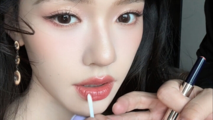 Documenting a modern rose-gold makeup look for Lin Yun