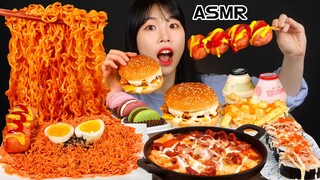 ASMR MUKBANG| 편의점 직접 만든 불닭 떡볶이 양념치킨 김밥 먹방 & 레시피 FRIED CHICKEN AND Tteokbokki EATING