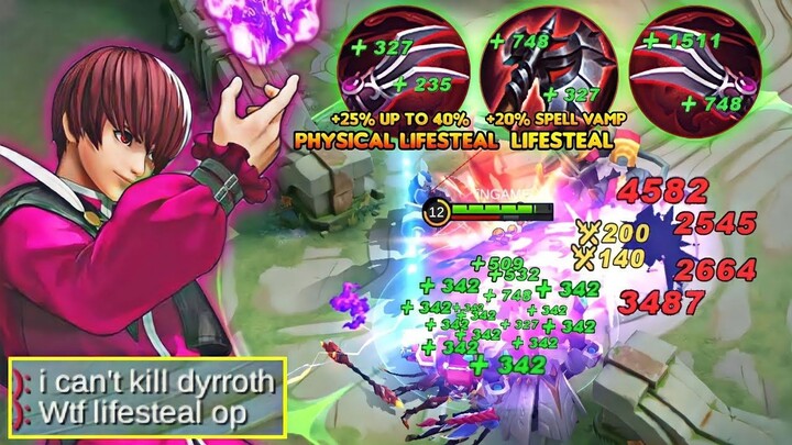 THIS NEW DYRROTH HIGH LIFESTEAL 1 SHOT BUILD IS 99.9% NEW OP ( HACK BUILD ) SOLO