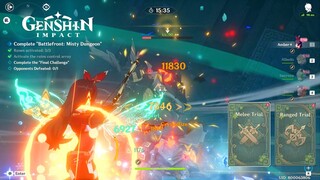Battlefront Misty Dungeon Event - Melee & Ranged Trial Amber Gameplay Genshin Impact