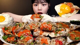 SUB)알 꽉찬 간장게장 먹방! 흰쌀밥 계란후라이까지 밥도둑 집밥 리얼사운드 Soy Sauce Marinated Raw Crabs Mukbang Asmr