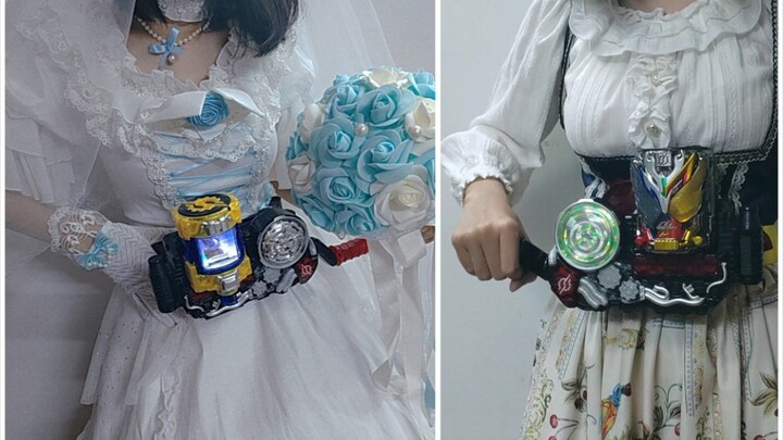 Challenge to wear a lolita skirt cosplay costume to transform into a full form of Kamen Build⚡henshi