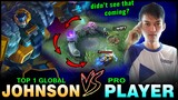 PRO PLAYER Got Destroyed by TOP 1 GLOBAL JOHNSON in Rank?? ~ Mobile Legends