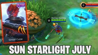 NEW SKIN SUN SIMIAN CURSE [STARLIGHT JULY] SKILL PREVIEW - MOBILE LEGENDS