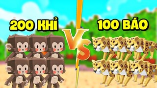 MEOWPEO THÍ NGHIỆM 200 CON KHỈ VS 100 CON BÁO TRONG MINI WORLD