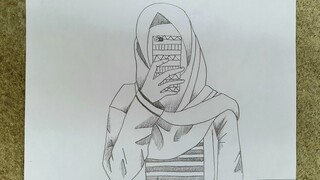 Cara Menggambar Anime Cewek Berhijab Sedang Memegang Handphone