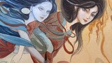 "Mitologi Cina" Ehuang Nvying melukis dengan tangan dan mewarnai seluruh proses