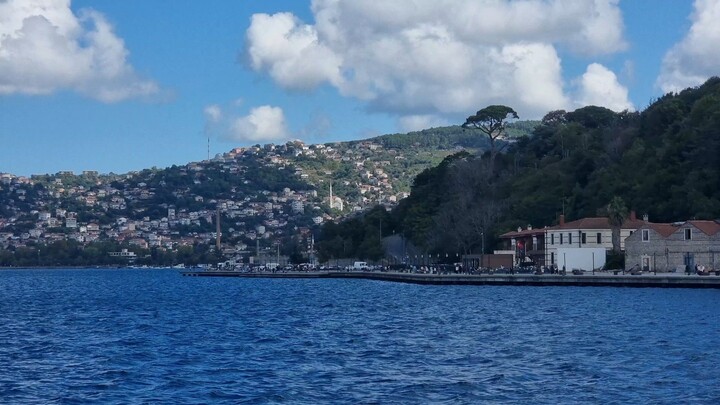 A cinematic Bosphorus view of Bebek’s lush hills and waterfront. 🌊🌿☁️