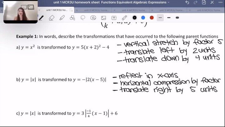 函数的转换第 1 部分 Transformations of Functions Part 1
