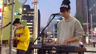 Japanese boy sings "Spark" Your Name on the street