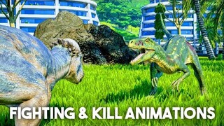 Pachycephalosaurs Fighting & Kill Animations - Jurassic World Evolution