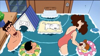 [Crayon Shin-chan] Có một cơn bão và mưa lớn trút vào nhà, nhà của Crayon Shin-chan biến thành bể bơ