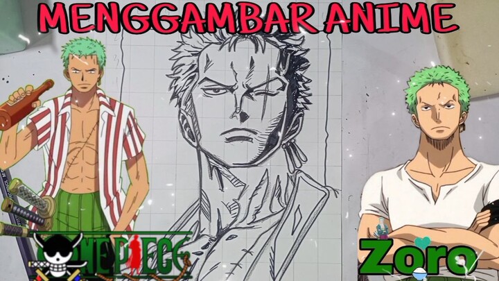 menggambar anime one piece, Zorro