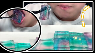 Mukbang|Ăn thạch cầu vồng thạch anh, âm thanh siêu kích thích!