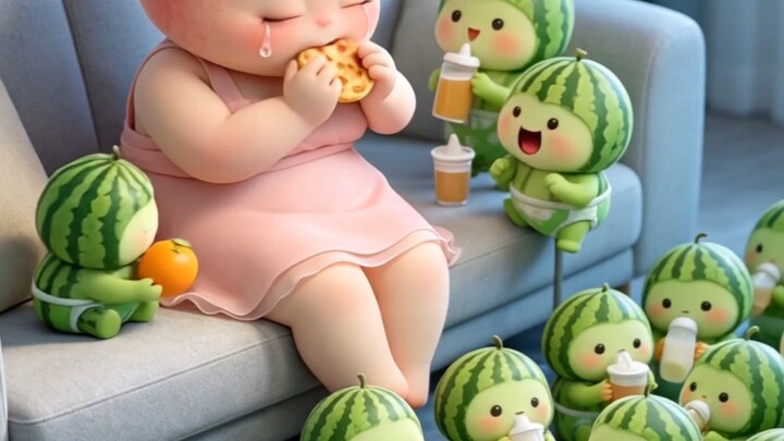 Peach gave birth to 999 little watermelons.