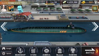 Warship Battle: TENNESSEE OHIO submarine in Boss Attack gameplay.