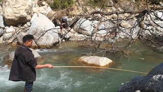 hook and rod fishing in Nepal | angling with bamboo stick |