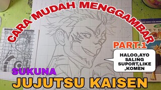 CARA yg sangat mudah menggambar anime jujutsu kaisen SUKUNA