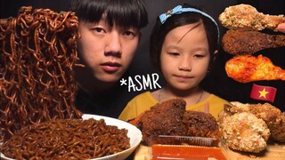 Zin ASMR | MUKBANG MÌ TƯƠNG ĐẬU ĐEN & GÀ RÁN ĐEN SIÊU CAY