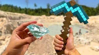 I mined a real diamond using ONLY a toy minecraft pickaxe...