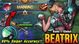 MANIAC!! 99% Insane Beatrix Sniper Accuracy!! - Top 1 Global Beatrix by KAZST ~ MLBB